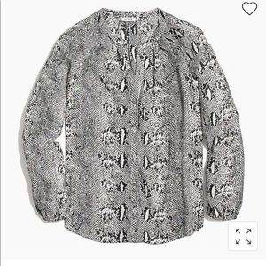 J. Crew Long-sleeve snakeskin-print button-up raglan top Size M like new